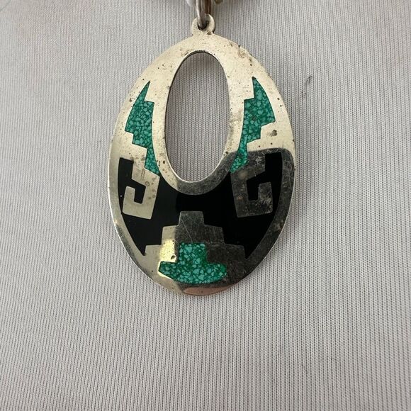 Vintage Assemblage Mexican Alpaca And Monet Chain Necklace - Picture 5 of 8